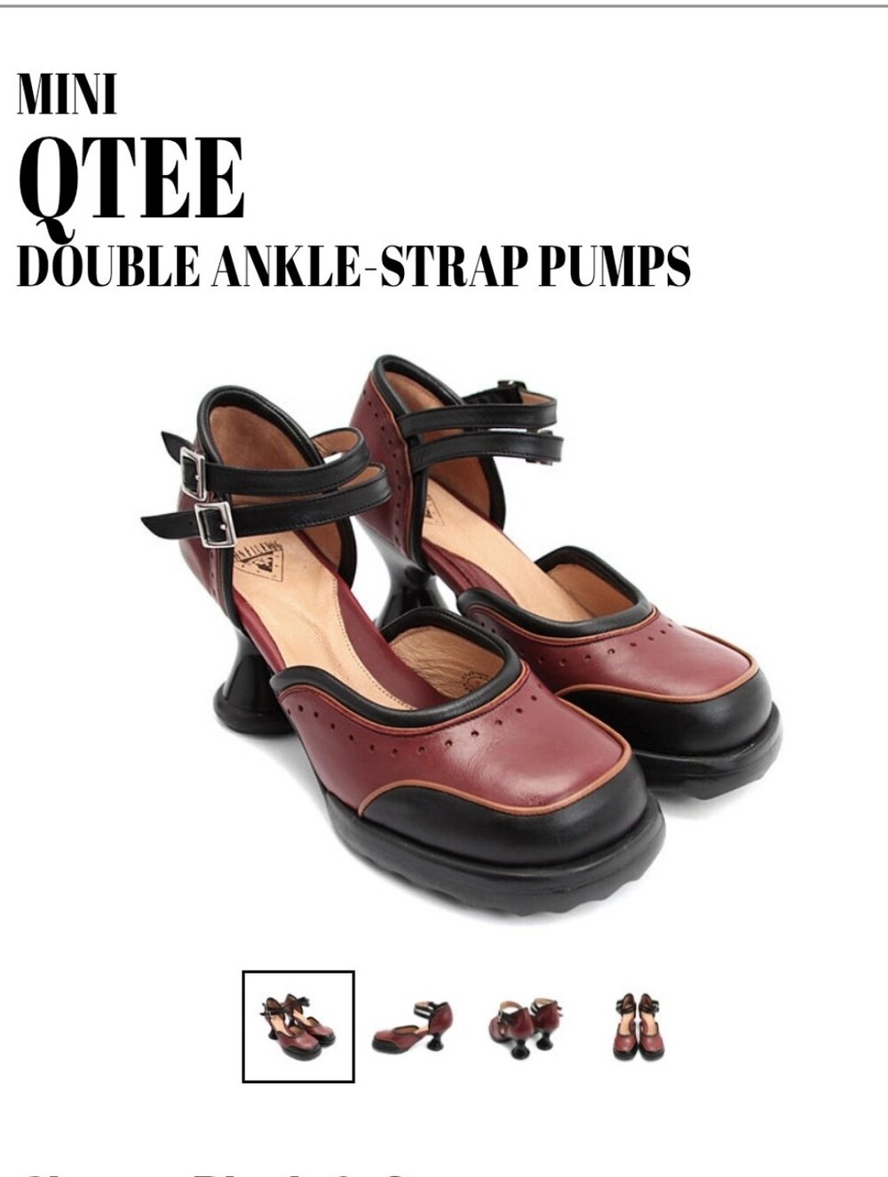 Fluevog Mini Qtee Red and Black Leather Heels